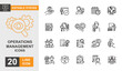 © zayyan - Operations management line editable icon set. Analyzing, document, manager, organization, planning, strategy and more line icons