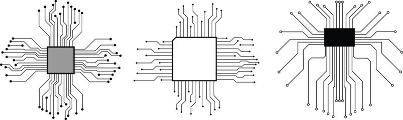 Poster - Circuit Board CPU Microprocessor Data Transfer Technology Information Concept Vector Background.