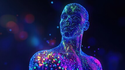 Poster - Neon Humanoid: A Digital Portrait of the Future
