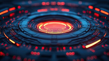 Aufkleber - Web based training online idea. Futuristic abstract design with glowing red elements and intricate patterns.