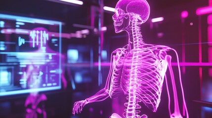 Poster - Neon Skeleton: A futuristic anatomical study