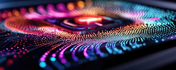 Poster - Interactive tools ai concept. Abstract digital art showcasing colorful patterns with vibrant light effects.