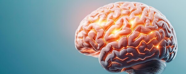 Aufkleber - Adaptive technology ai concept. A stunning visualization of a human brain with glowing connections, representing intelligence.