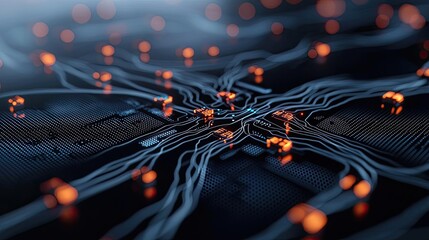 Aufkleber - Artificial intelligence ai idea. Abstract close-up of a circuit board with glowing connections and intricate details.