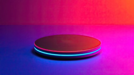 Poster - Adaptive technology ai concept. A sleek wireless charger with a vibrant neon glow, set against a gradient backdrop.