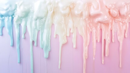 Leinwandbilder - Abstract pastel color paint dripping down.