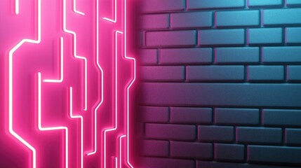 Poster - Student progress ai idea. Futuristic neon light pattern on a textured wall, showcasing modern digital aesthetics.