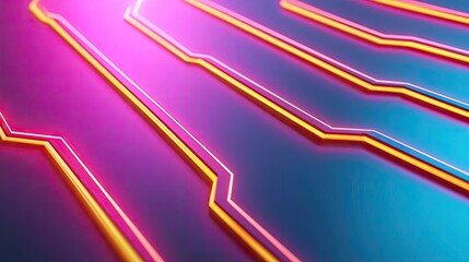 Poster - Adaptive technology ai concept. Futuristic neon circuit design featuring vibrant colors and sleek lines.