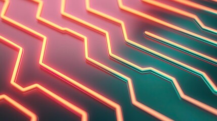 Poster - Adaptive technology ai concept. Abstract circuit board design with neon lights in vibrant colors and modern style.