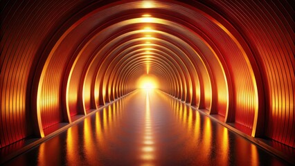 Wall Mural - Illuminated Passageway An Abstract Architectural Design Featuring Reflective Surfaces and Golden Hues