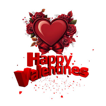 Happy valentine, valentine heart with hearts, Valentine's day be my valentine greeting card with red ribbon in heart shape decoration.