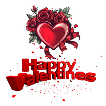 Happy valentine, valentine heart with hearts, Valentine's day be my valentine greeting card with red ribbon in heart shape decoration.
