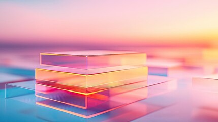 Aufkleber - Student progress ai idea. Abstract layered shapes with vibrant colors reflecting a sunset atmosphere.