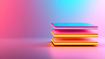 Poster - Student progress ai idea. Vibrant neon layers stacked, showcasing light effects and modern design aesthetics.