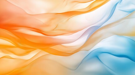 Poster - attractive abstract background in blue and orange tones. Flowing and smooth shapes similar to liquid and smoke