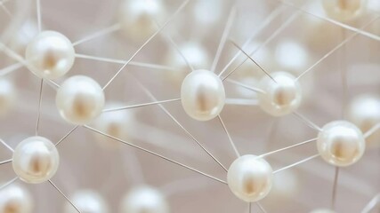 Poster - Dynamic molecular network with moving interconnected spheres in abstract beige background
