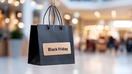 Wall Mural - Black Friday Shopping Bag Hanging in a Shopping Mall