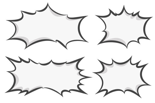 Comic speech bubble. Vector cartoon manga frame with bomb explosion effect. Boom clouds for text on white background. Surprise box for sale banner. Retro pop art template