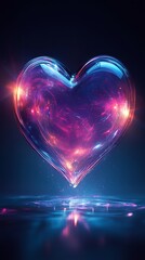 Canvas Print - glowing glass heart: neon dreamscape artwork