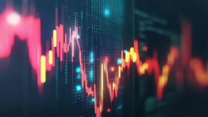 Poster - Dynamic financial market visualization with vibrant graphical patterns