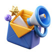 © Emongrapic - Email Marketing 3D Cartoon Style Illustration: Creative Digital Communication and Business Campaign Design