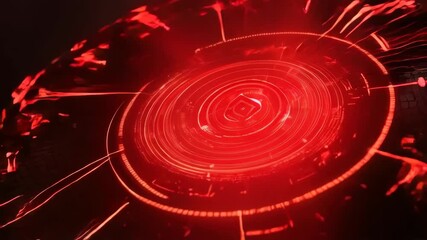 Poster - Dynamic red neon digital spirals transforming in futuristic motion