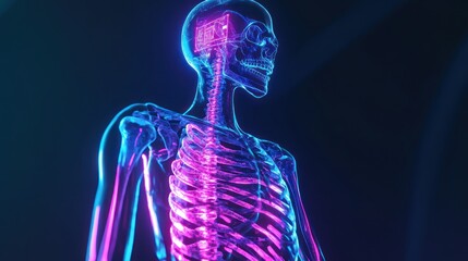 Poster - Neon Skeleton: A Futuristic Vision of Anatomy