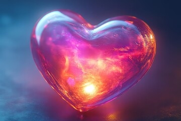 Canvas Print - glowing glass heart: cosmic nebula artwork