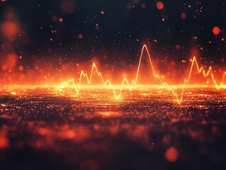 Poster - Fiery Abstract Line Graph: Glowing, Energetic, and Dynamic Visual Art