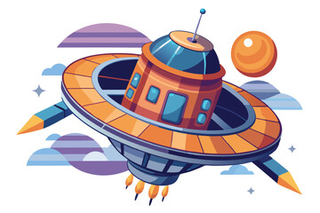 Poster - A futuristic space probe is showcased against a clean white background, representing advanced technological exploration Futuristic space probe on a white background, concept of space exploration,