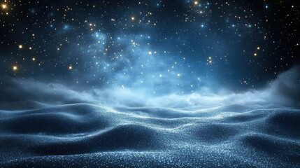 Wall Mural - Cosmic Ocean with Stars and Mystical Clouds at Night Sky