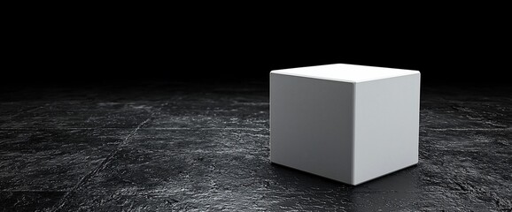 Poster - White cube on dark background.