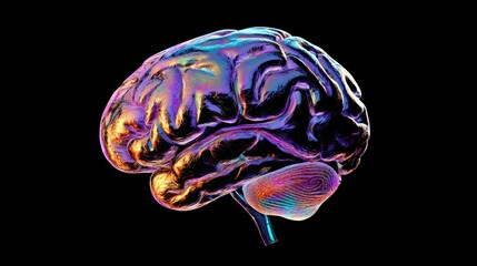 Poster - Iridescent Brain: A 3D Render of the Human Brain with Fingerprint Detail