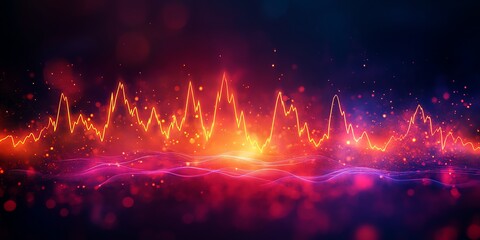Poster - Dynamic Data Wave: Fiery Abstract Line Graph in Vibrant Hues