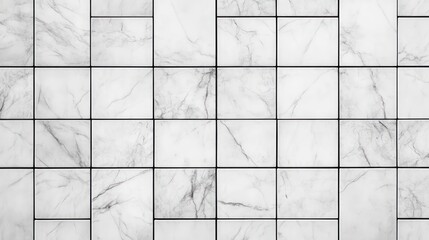 Poster - White marble tiles arranged in a grid pattern.