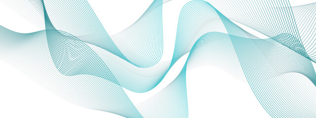 Aufkleber - Abstract blue wave line on the white background. Modern summer creative gradient effect. Futuristic technological canvas template. Concept business, Brochure, Flyer, Science, Technology. 