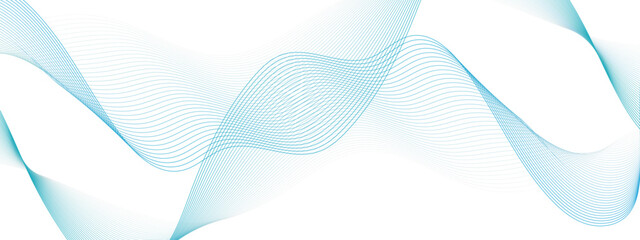 Aufkleber - Abstract blue wave line on the white background. Modern summer creative gradient effect. Futuristic technological canvas template. Concept business, Brochure, Flyer, Science, Technology. 
