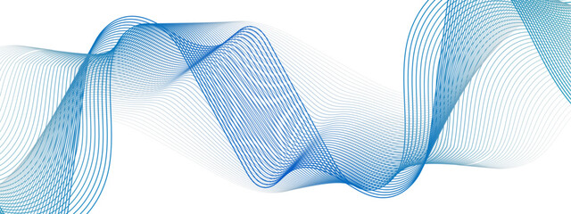 Aufkleber - Abstract blue wave line on the white background. Modern summer creative gradient effect. Futuristic technological canvas template. Concept business, Brochure, Flyer, Science, Technology. 