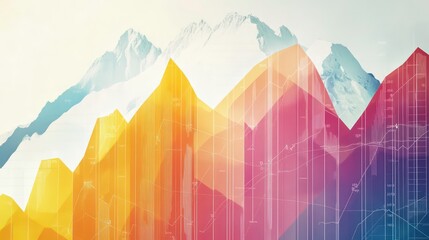 Leinwandbilder - Abstract mountain range overlaid with vibrant graph data visualization.