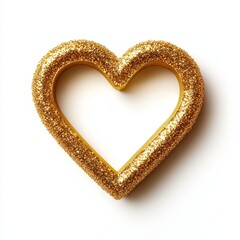 Wall Mural - Heart sparkles concept. Golden glitter heart shape on a white background.