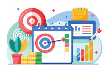 Poster - graphical representation of growth data showing targets and a calendar with data visualization eleme