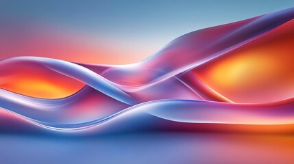Poster - Abstract background with flowing, translucent shapes in shades of blue, pink, and orange.