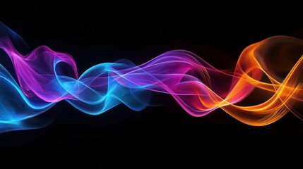 Poster - Abstract colorful wave design on black background.