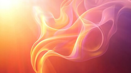 Poster - abstract swirling orange and pink hues: a digital artwork of flowing light and color