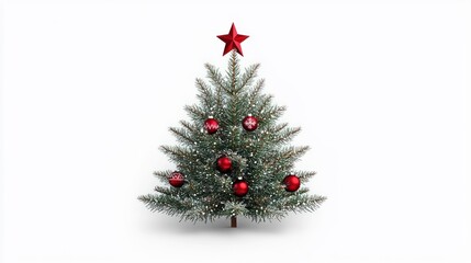 Wall Mural - Festive Fir: A Beautifully Decorated Christmas Tree on a White Background