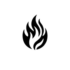 Poster - Abstract Flame Icon: A stylized black flame icon, symbolic of fire, heat, passion, or energy, set against a clean background. Perfect for design projects requiring a bold and graphic element.