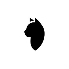Poster - Cat Silhouette Profile: Elegant silhouette of a cat's head in profile view, perfect for logo, icon or minimalist design.  A simple yet striking image. 