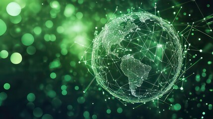 Poster - Green glowing earth with connection lines.