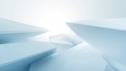Poster - Abstract Blue Geometric Landscape: A Serene Digital Artwork