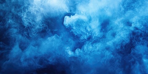 Poster - Captivating abstract background of swirling blue smoke on dark backdrop with soft gradients creating depth and intrigue in artistic compositions